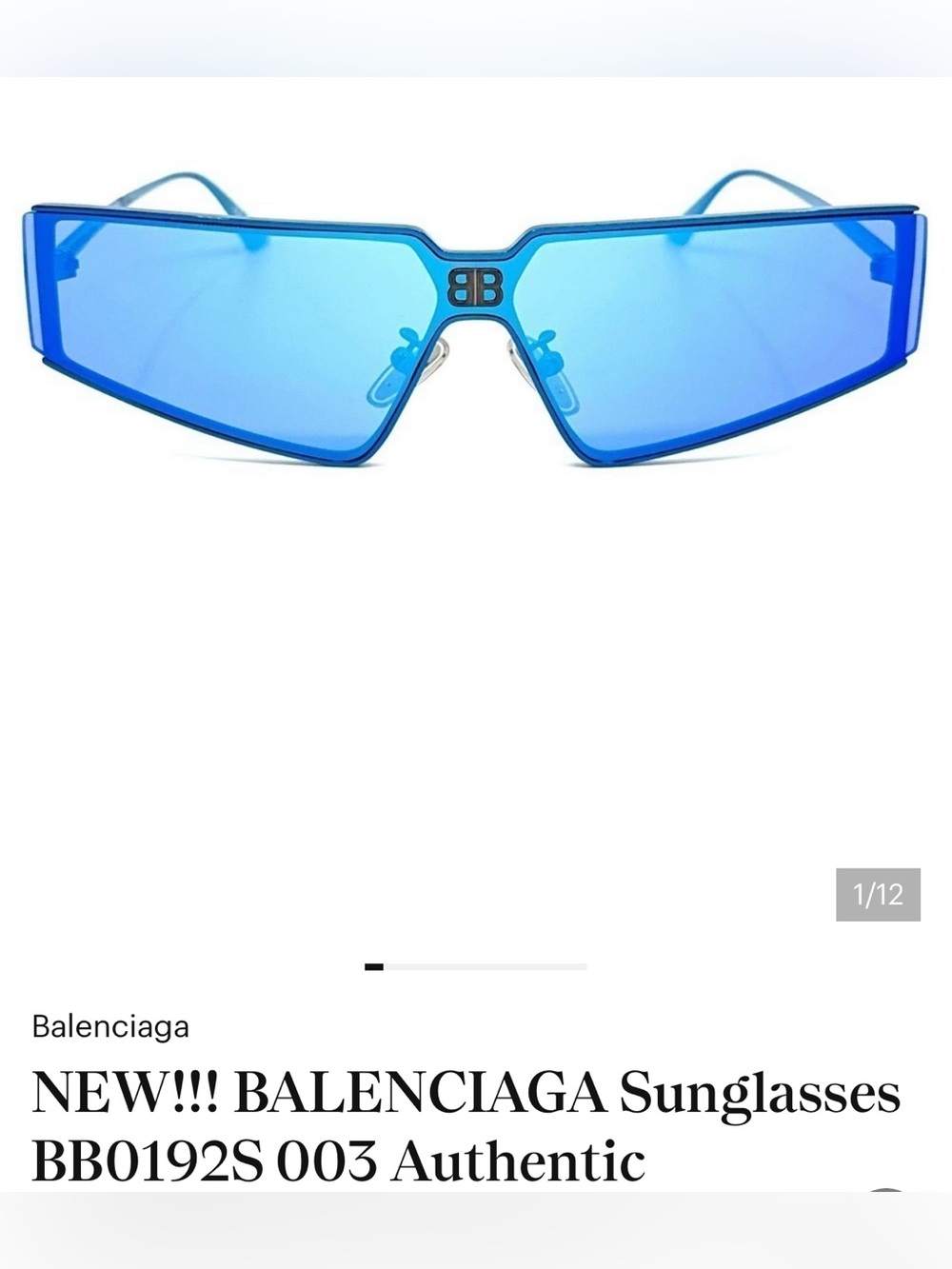 Balenciaga Women's Blue Shield Sunglasses with BB Logo